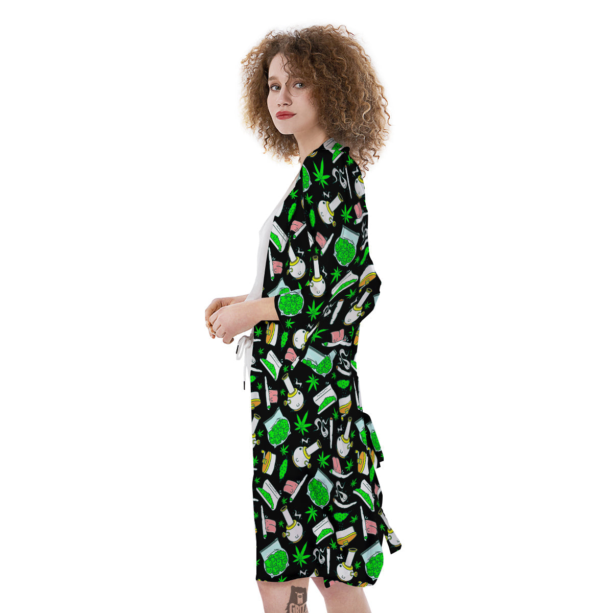 Smoke Weed Green Neon Print Pattern Kimono-grizzshop