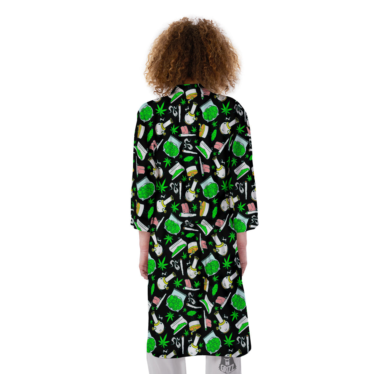 Smoke Weed Green Neon Print Pattern Kimono-grizzshop