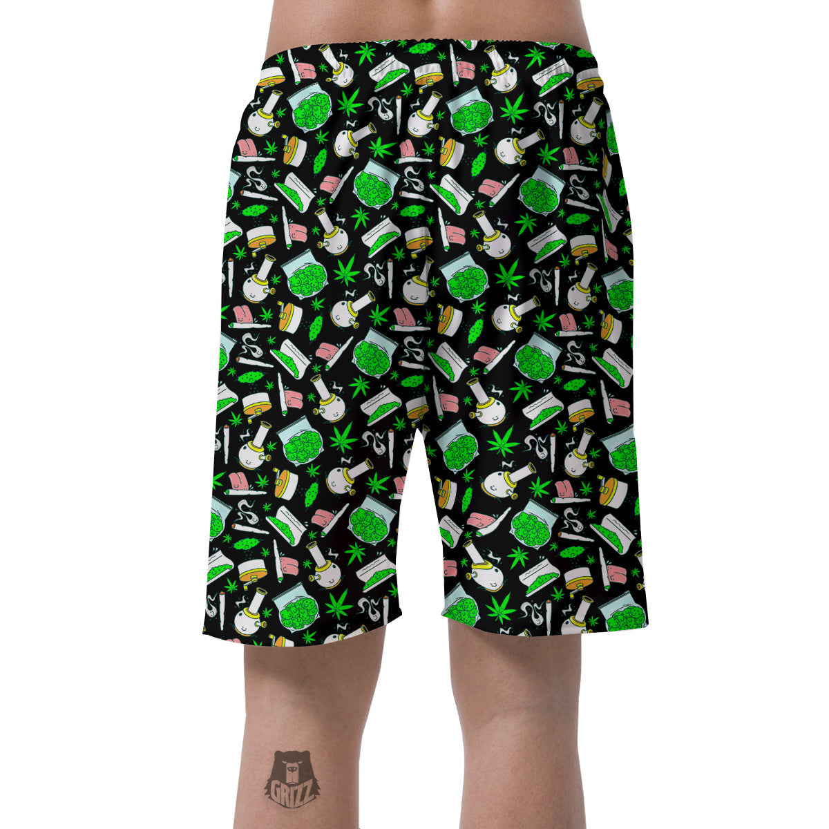 Smoke Weed Green Neon Print Pattern Men's Shorts-grizzshop