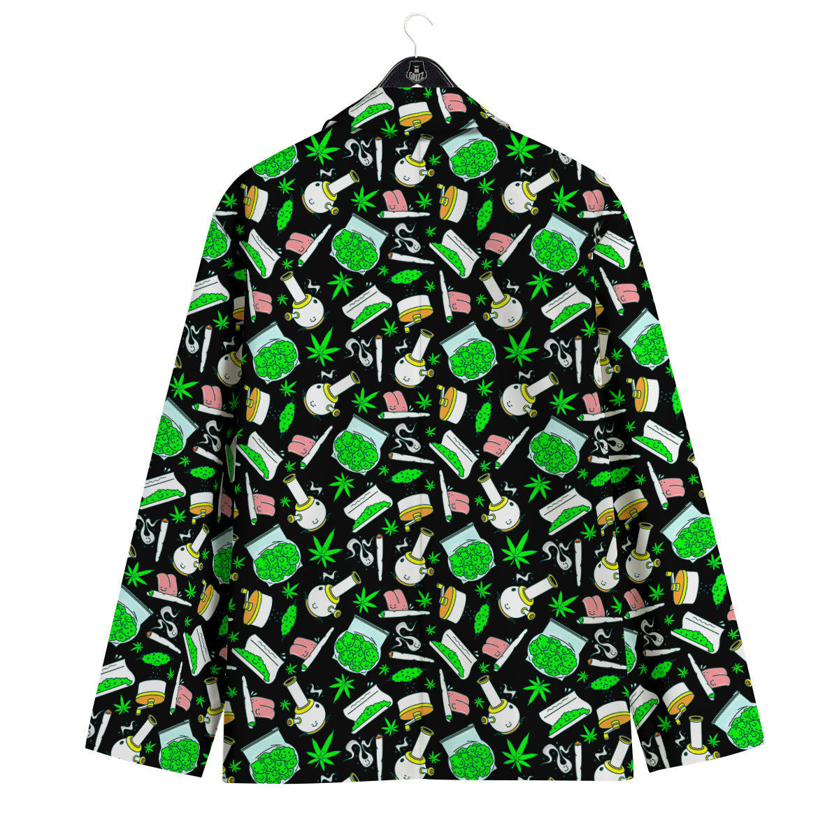 Smoke Weed Green Neon Print Pattern Men's Sport Coat-grizzshop