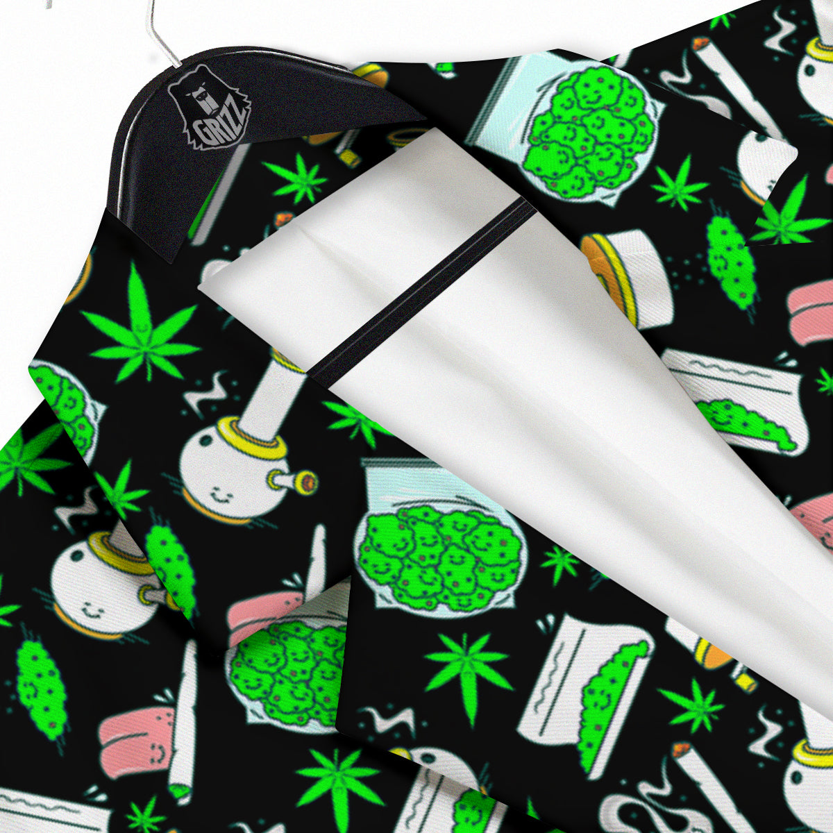 Smoke Weed Green Neon Print Pattern Men's Sport Coat-grizzshop
