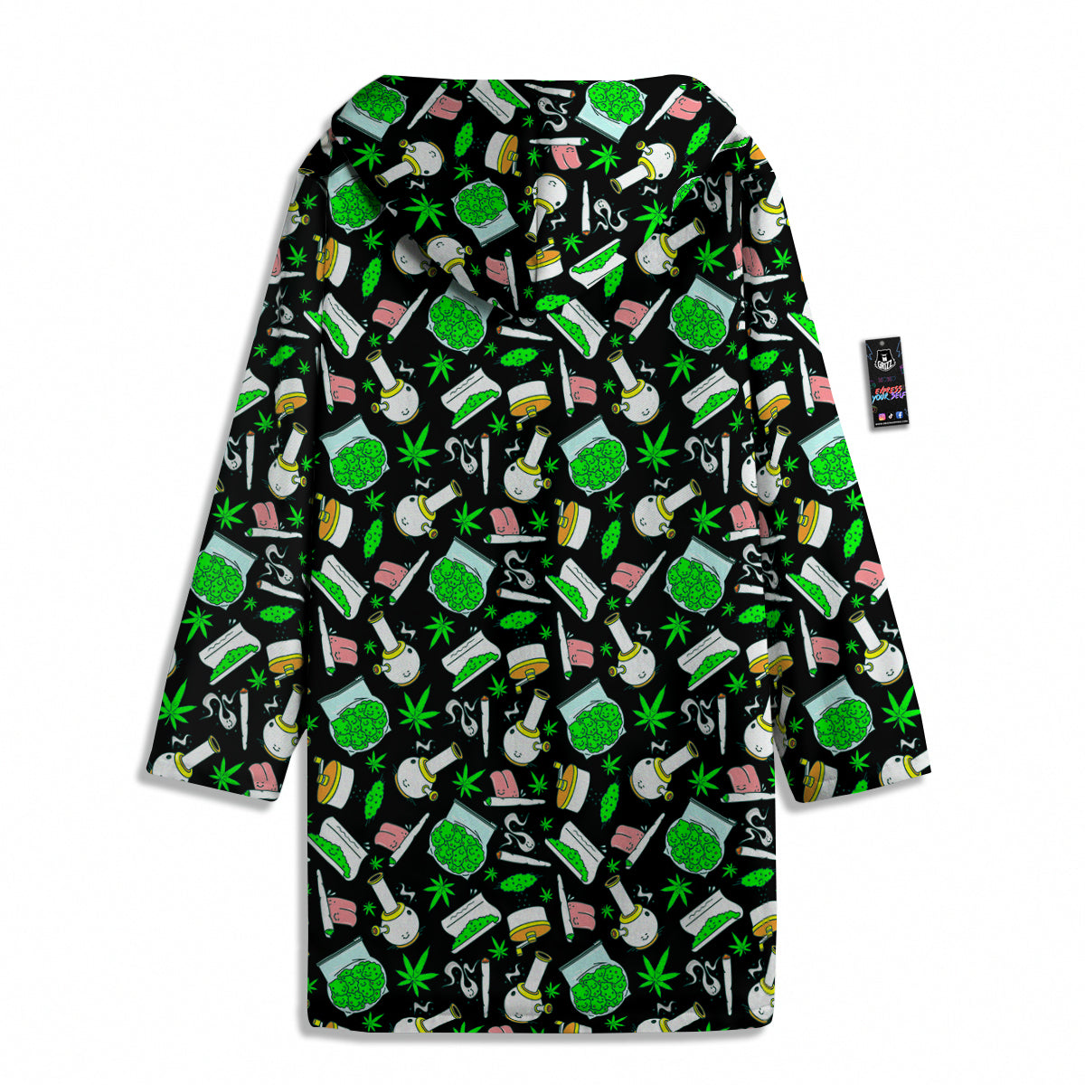 Smoke Weed Green Neon Print Pattern Men's Windbreaker Jacket-grizzshop