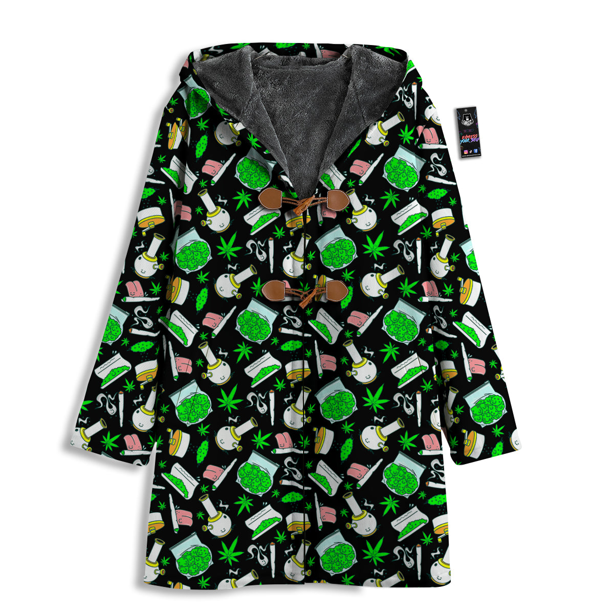 Smoke Weed Green Neon Print Pattern Men's Windbreaker Jacket-grizzshop