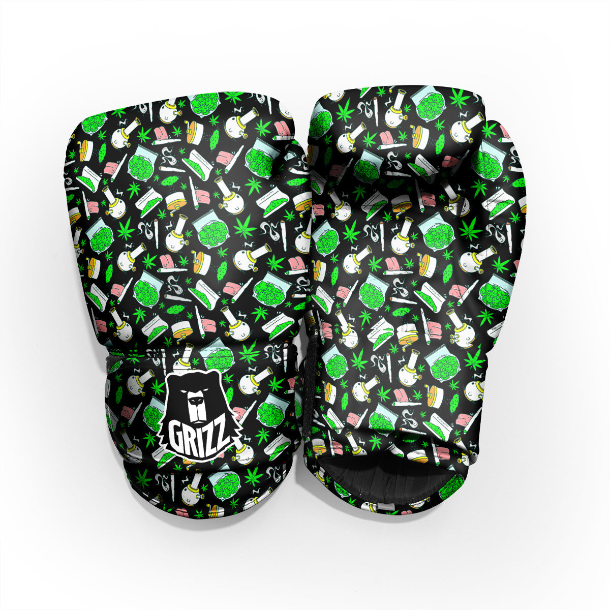 Smoke Weed Green Neon Print Pattern Pro Boxing Glove