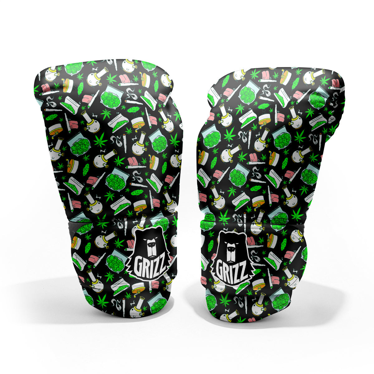 Smoke Weed Green Neon Print Pattern Pro Boxing Glove