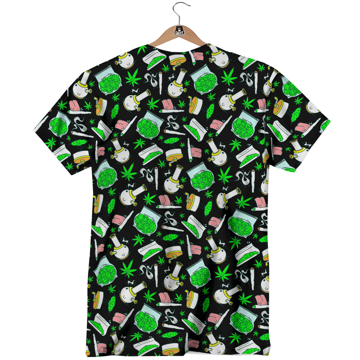 Smoke Weed Green Neon Print Pattern T-Shirt-grizzshop