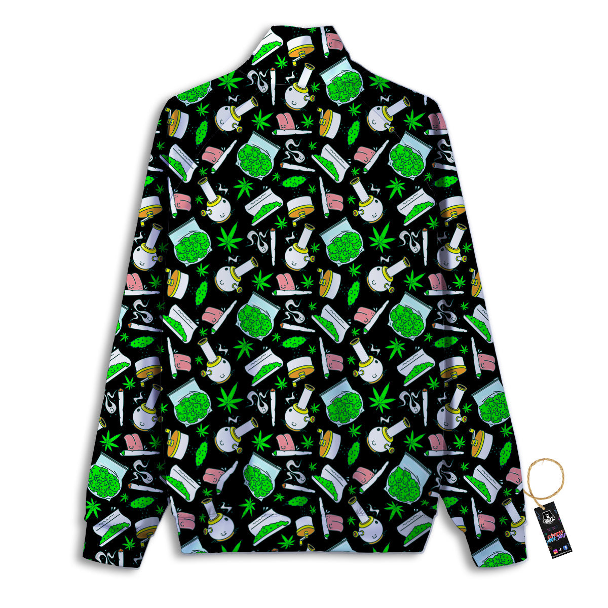 Smoke Weed Green Neon Print Pattern Track Jacket-grizzshop