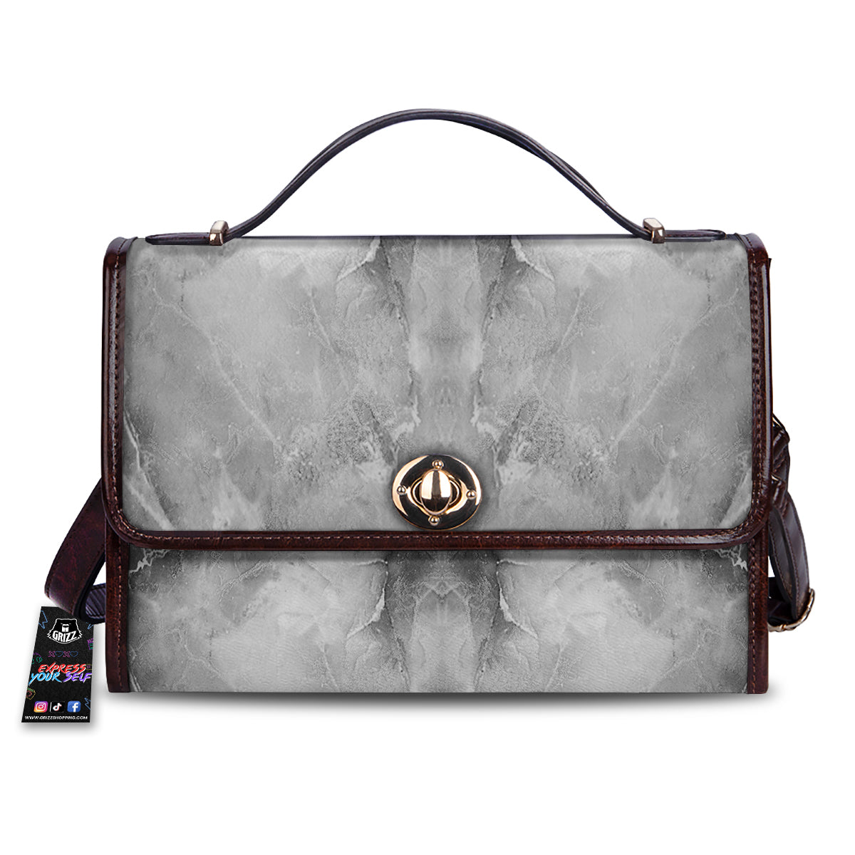 Smoke Marble White Grey Print Pattern Women's Satchel Bag