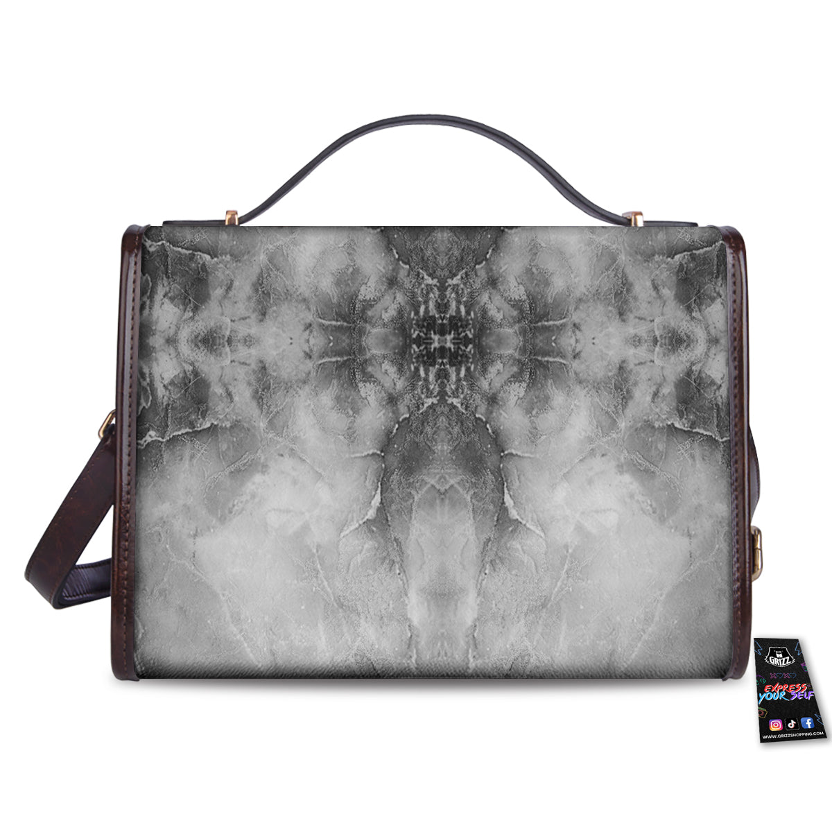 Smoke Marble White Grey Print Pattern Women's Satchel Bag