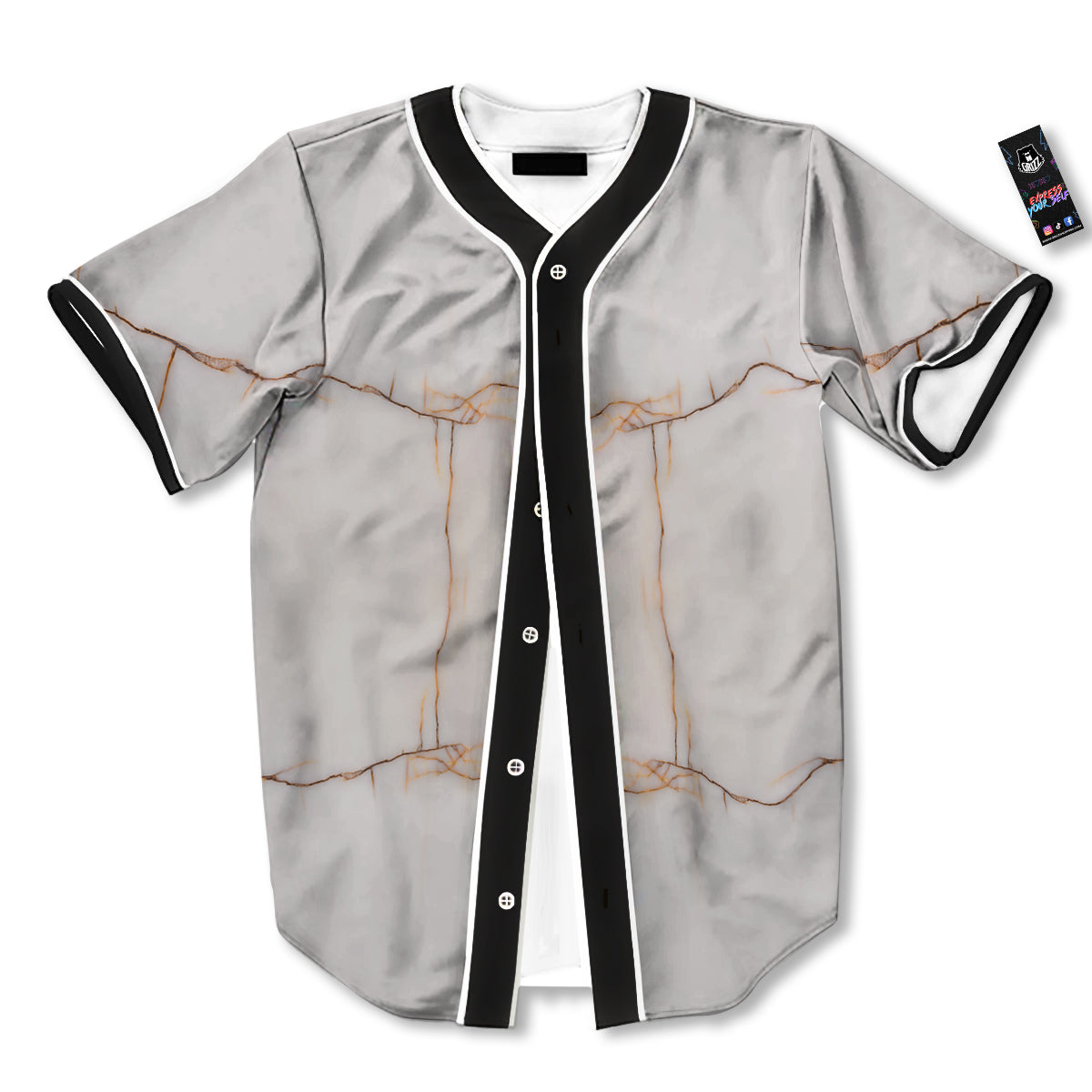 Smooth Marble White Brown Print Pattern Baseball Jersey-grizzshop