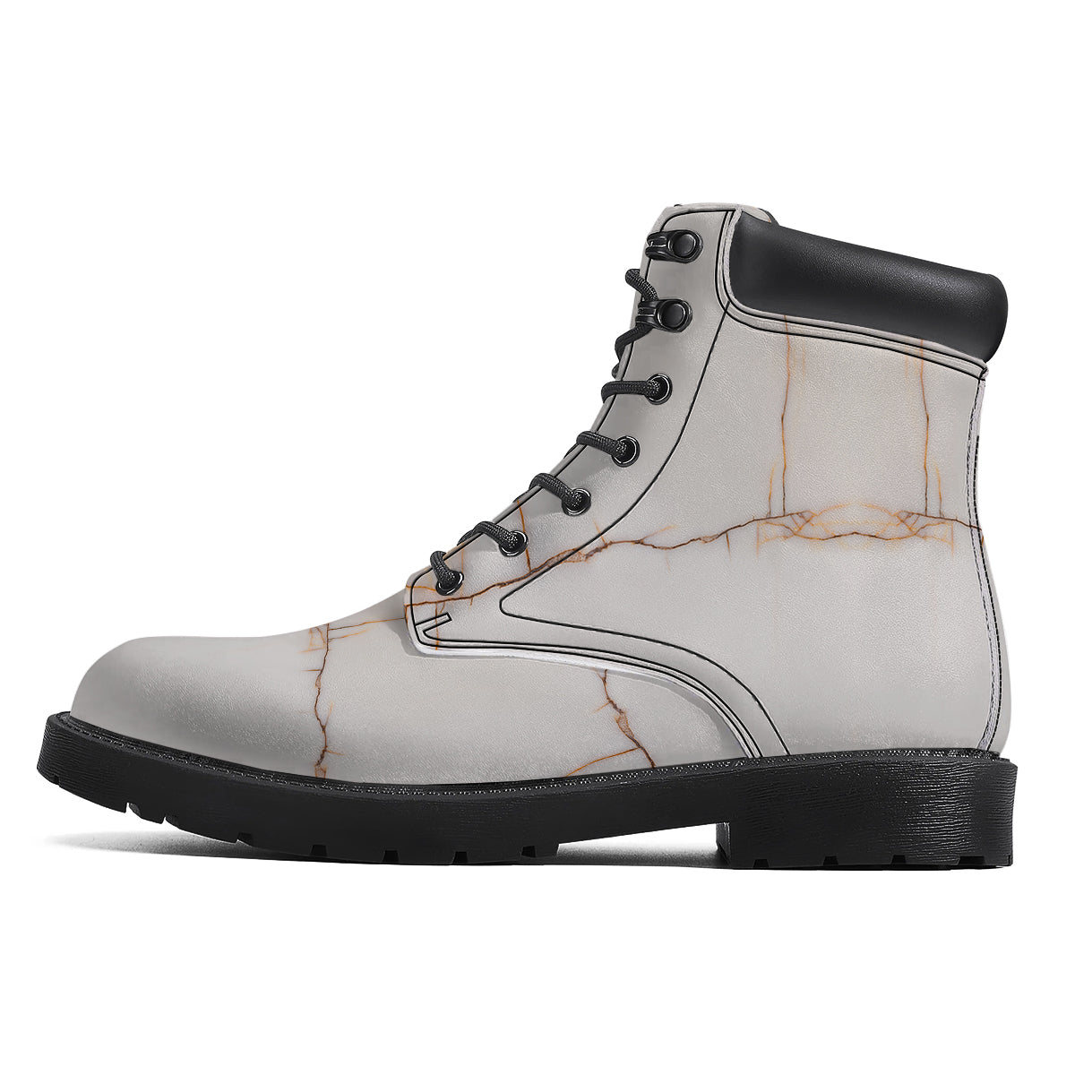 Smooth Marble White Brown Print Pattern Boots-grizzshop