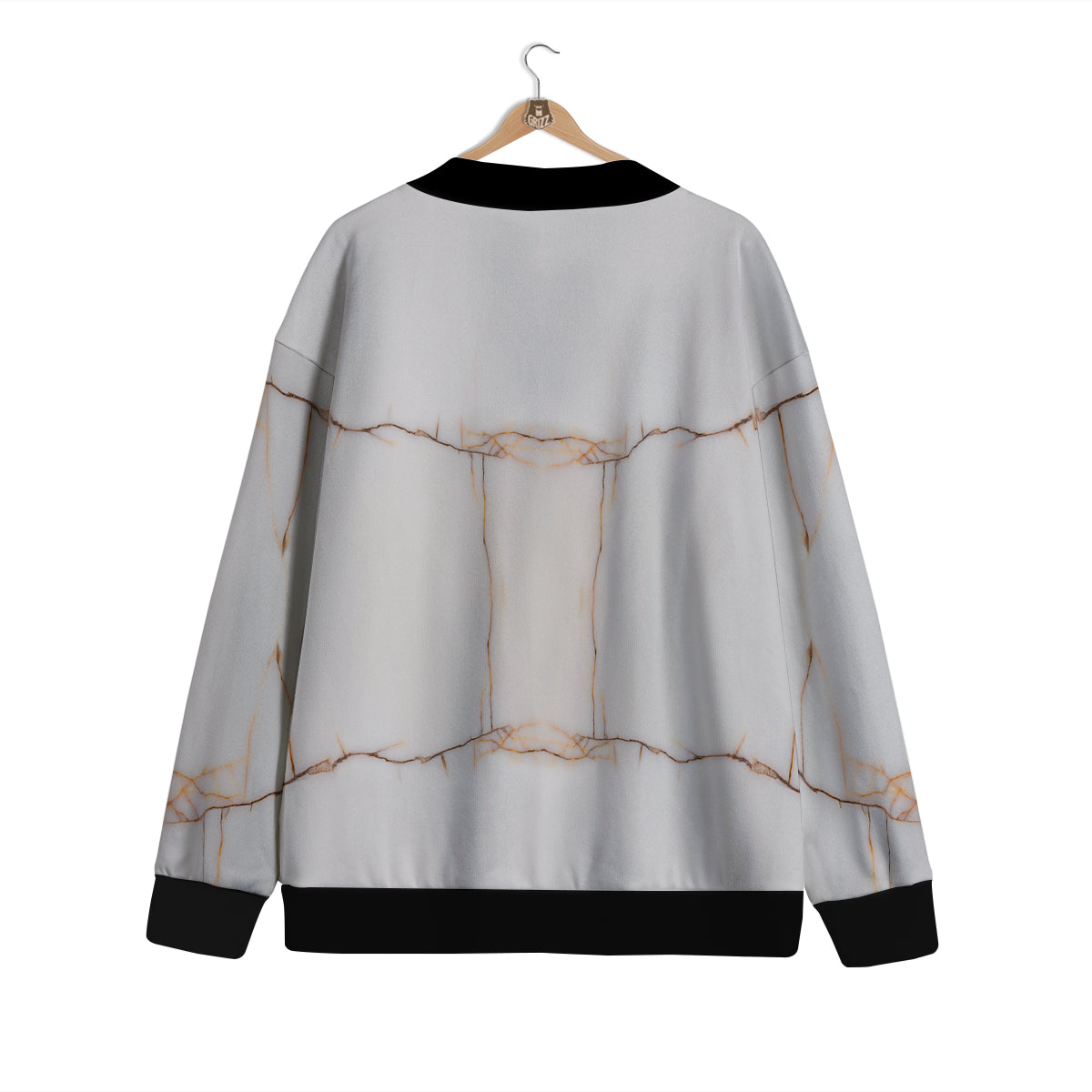 Smooth Marble White Brown Print Pattern Cardigan-grizzshop