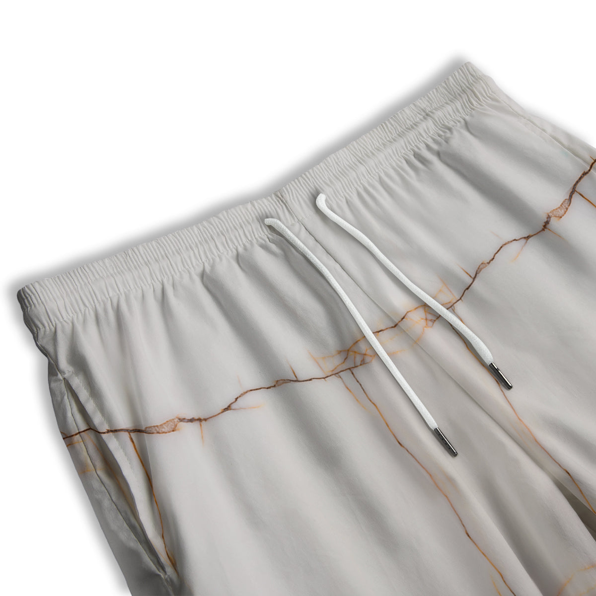 Smooth Marble White Brown Print Pattern Men's Athletic Shorts