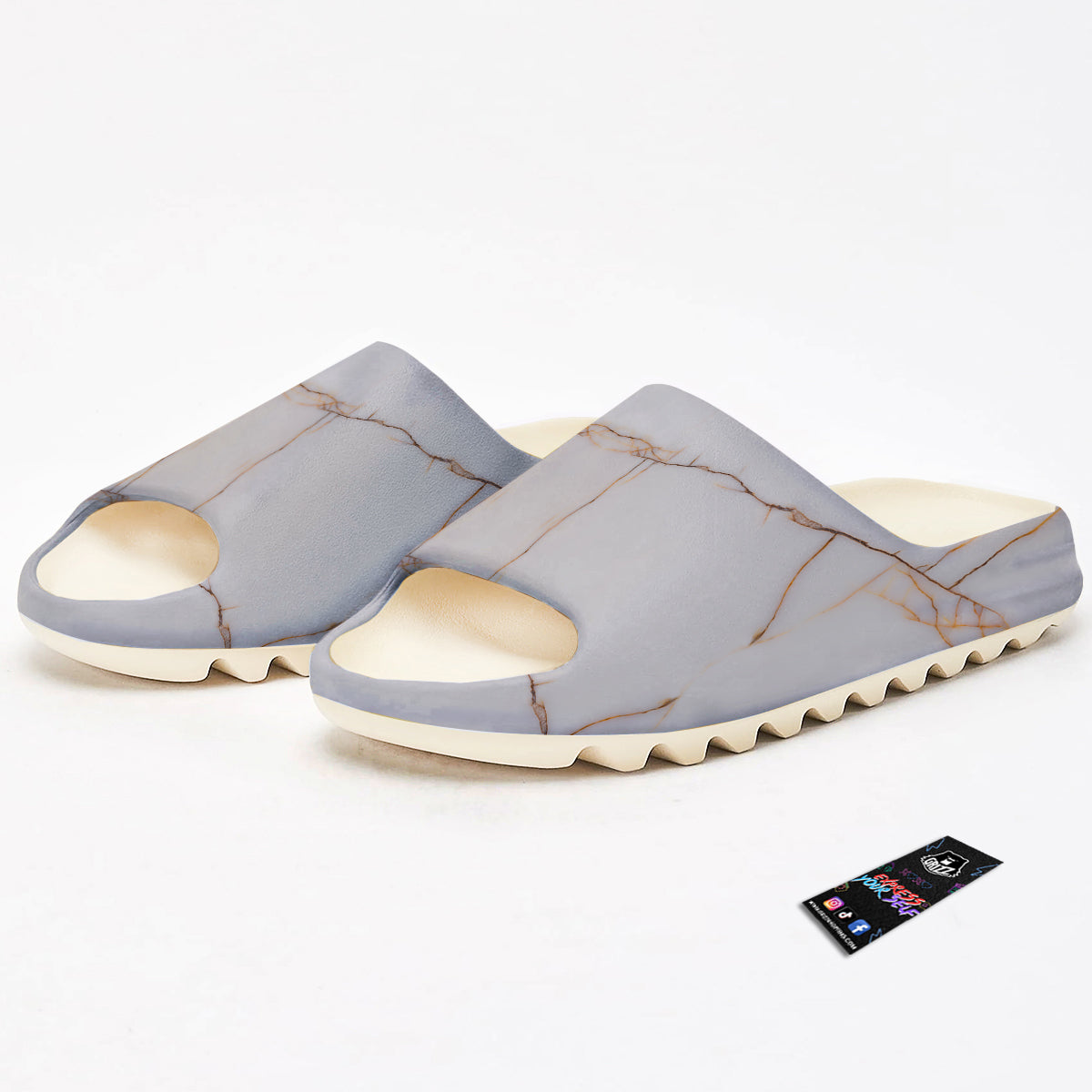Smooth Marble White Brown Print Pattern Sandals-grizzshop