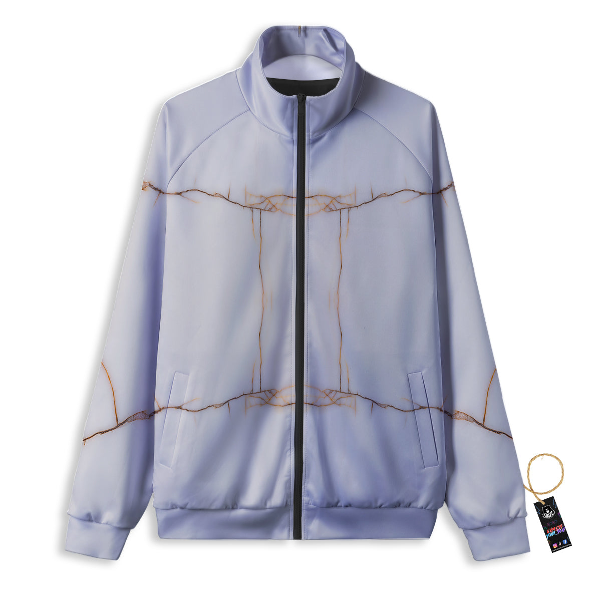 Smooth Marble White Brown Print Pattern Track Jacket-grizzshop