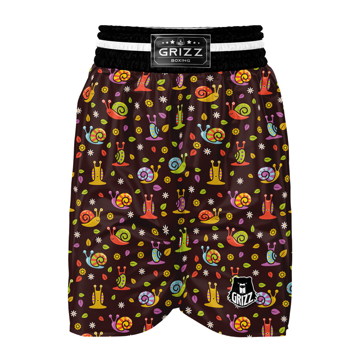 Snail Pattern Print Boxing Shorts-grizzshop