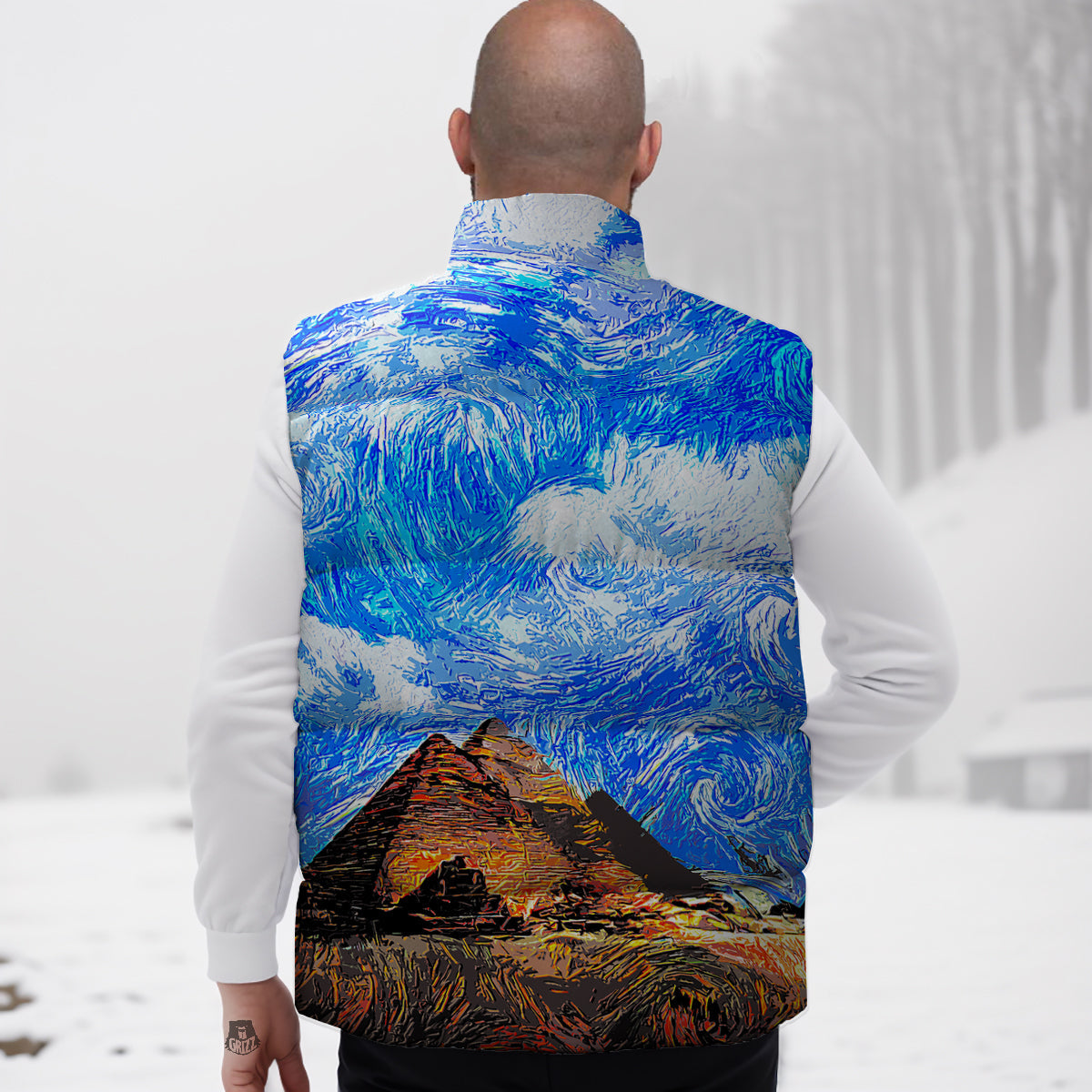 Snail Pattern Print Down Vest-grizzshop