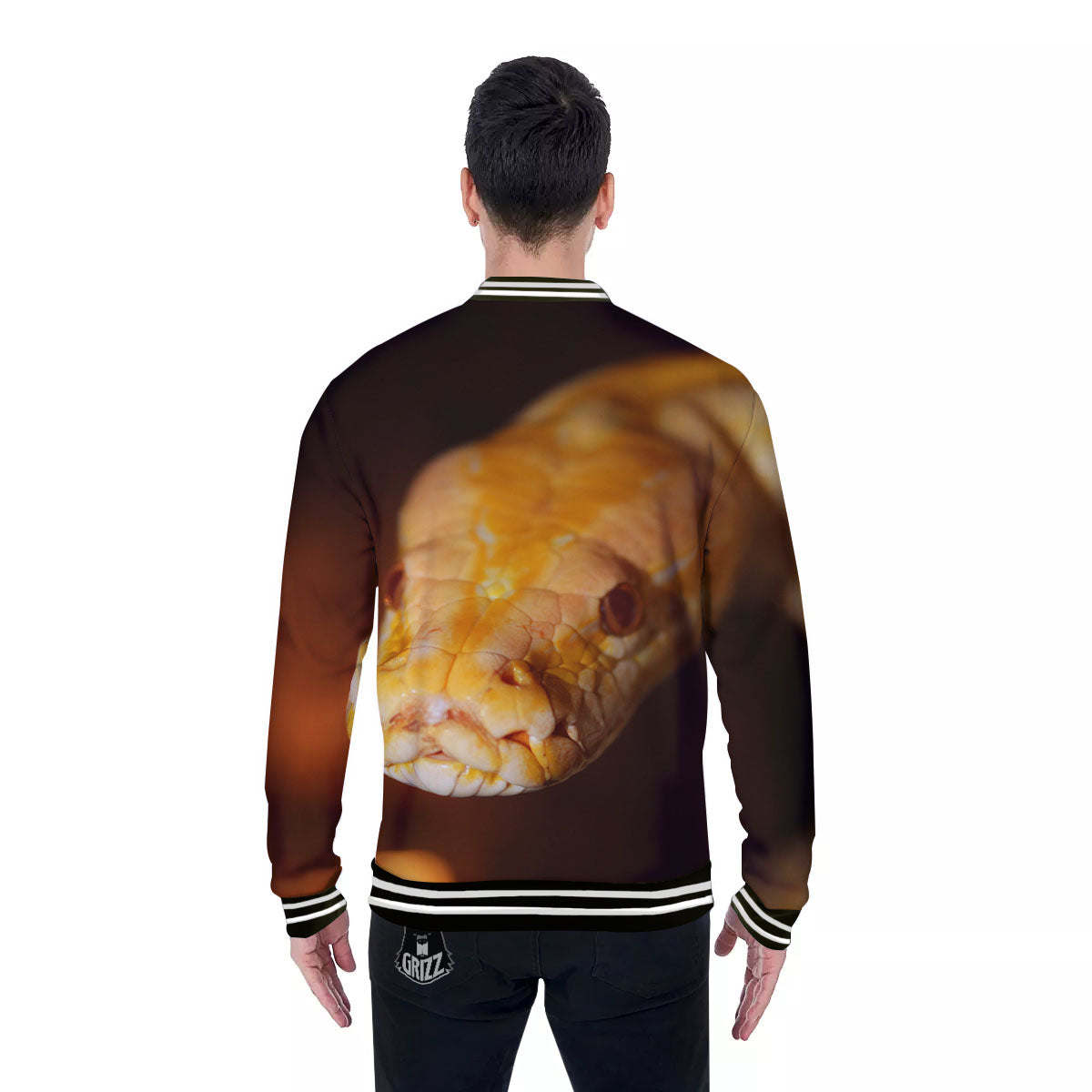 Snake Albino Print Baseball Jacket-grizzshop
