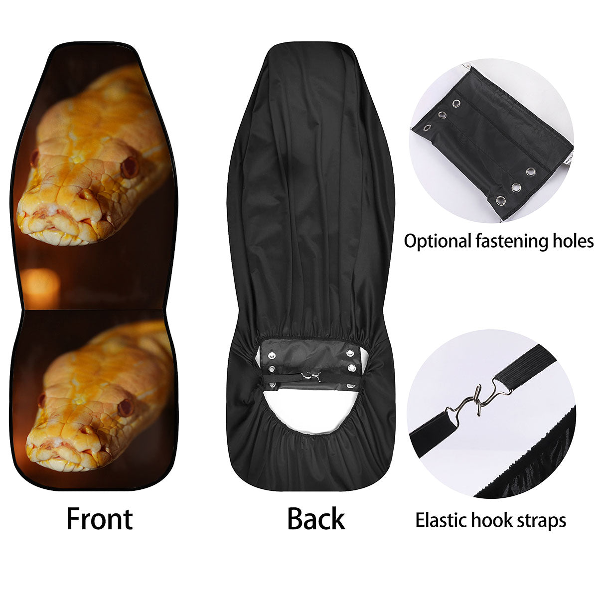 Snake Albino Print Car Seat Covers-grizzshop