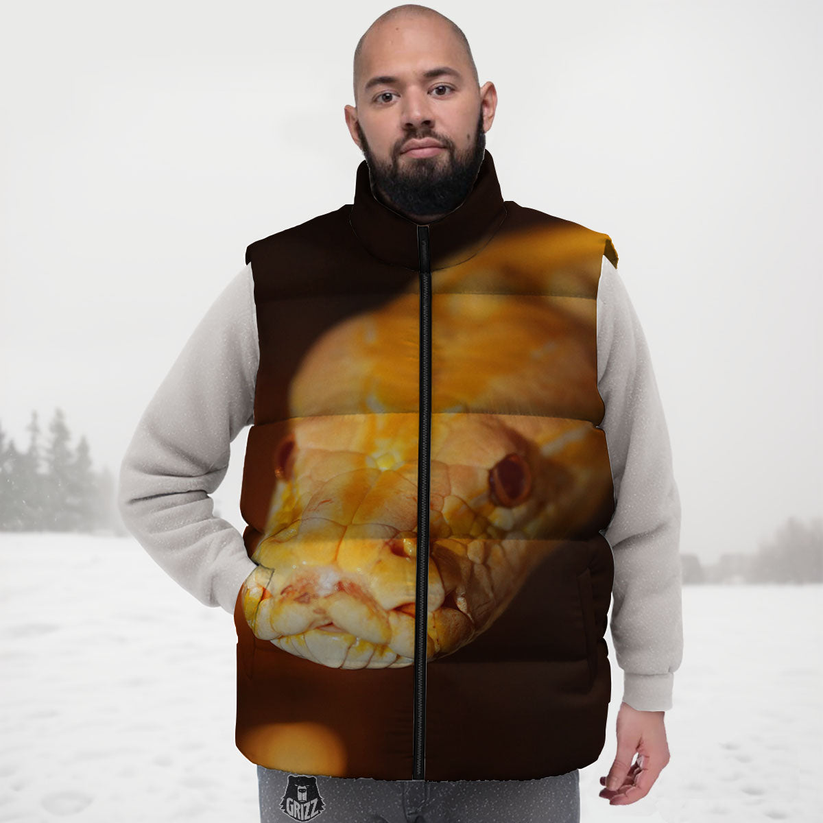 Snake Albino Print Down Vest