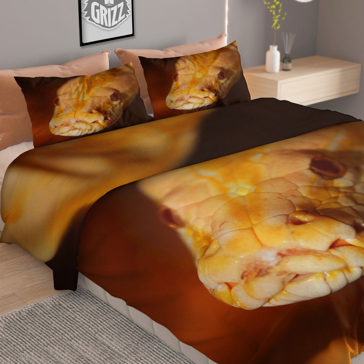 Snake Albino Print Duvet Cover Bedding Set