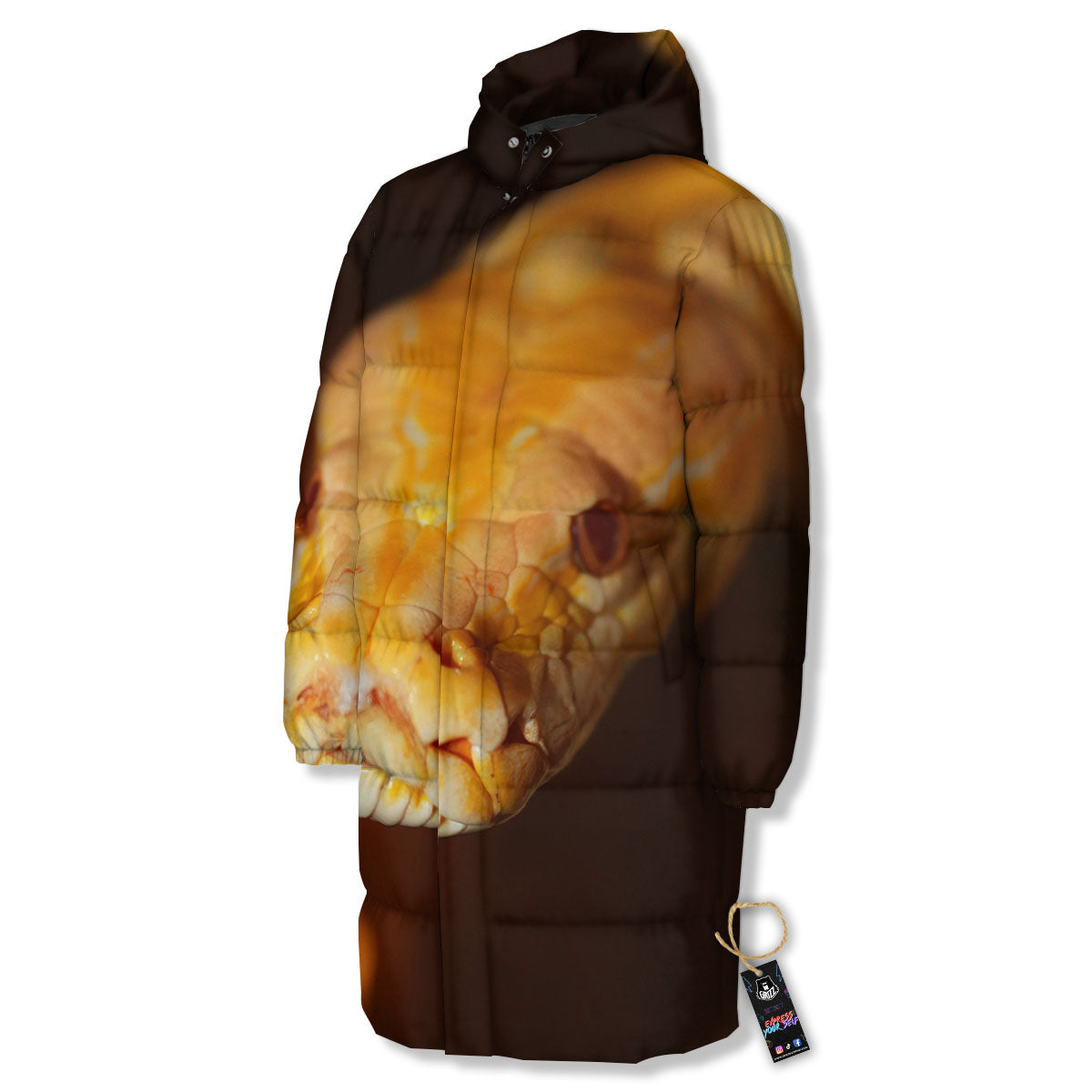 Snake Albino Print Long Down Jacket-grizzshop