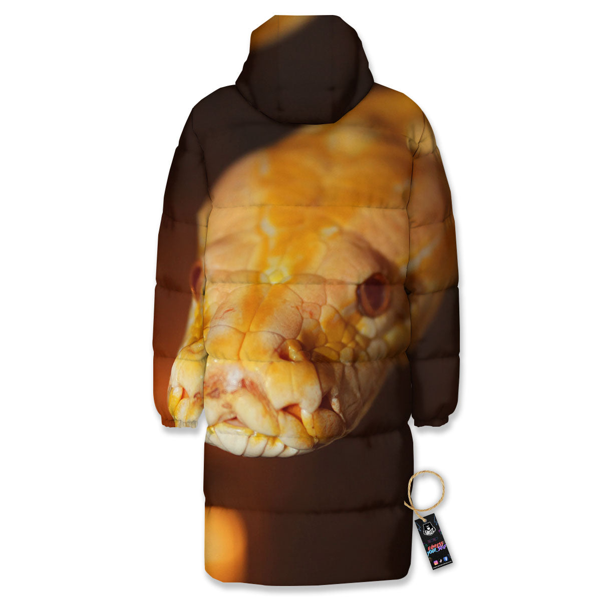 Snake Albino Print Long Down Jacket-grizzshop
