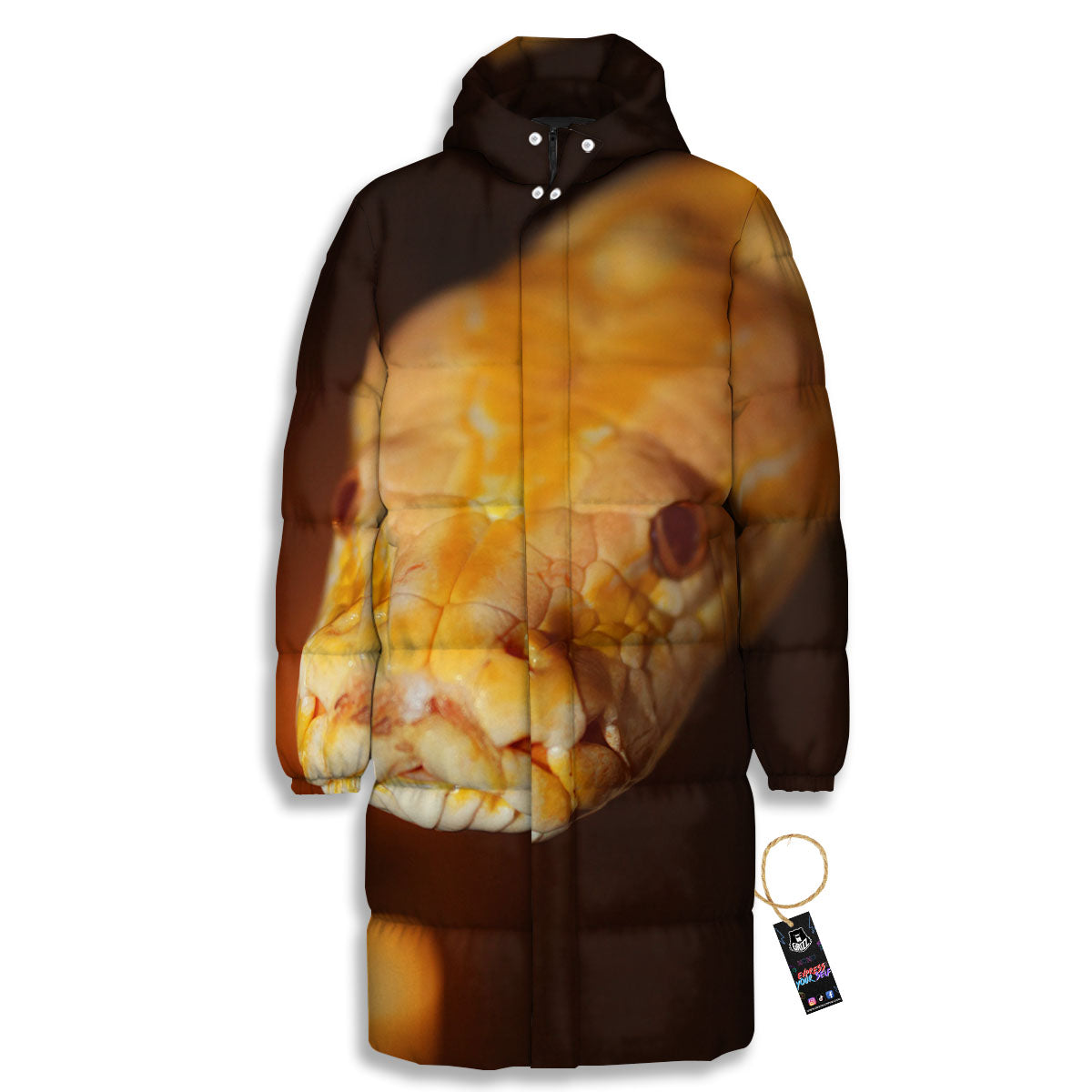 Snake Albino Print Long Down Jacket-grizzshop