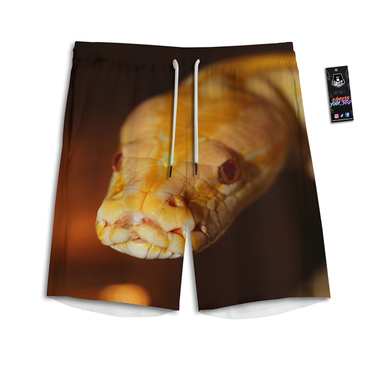 Snake Albino Print Men's Athletic Shorts