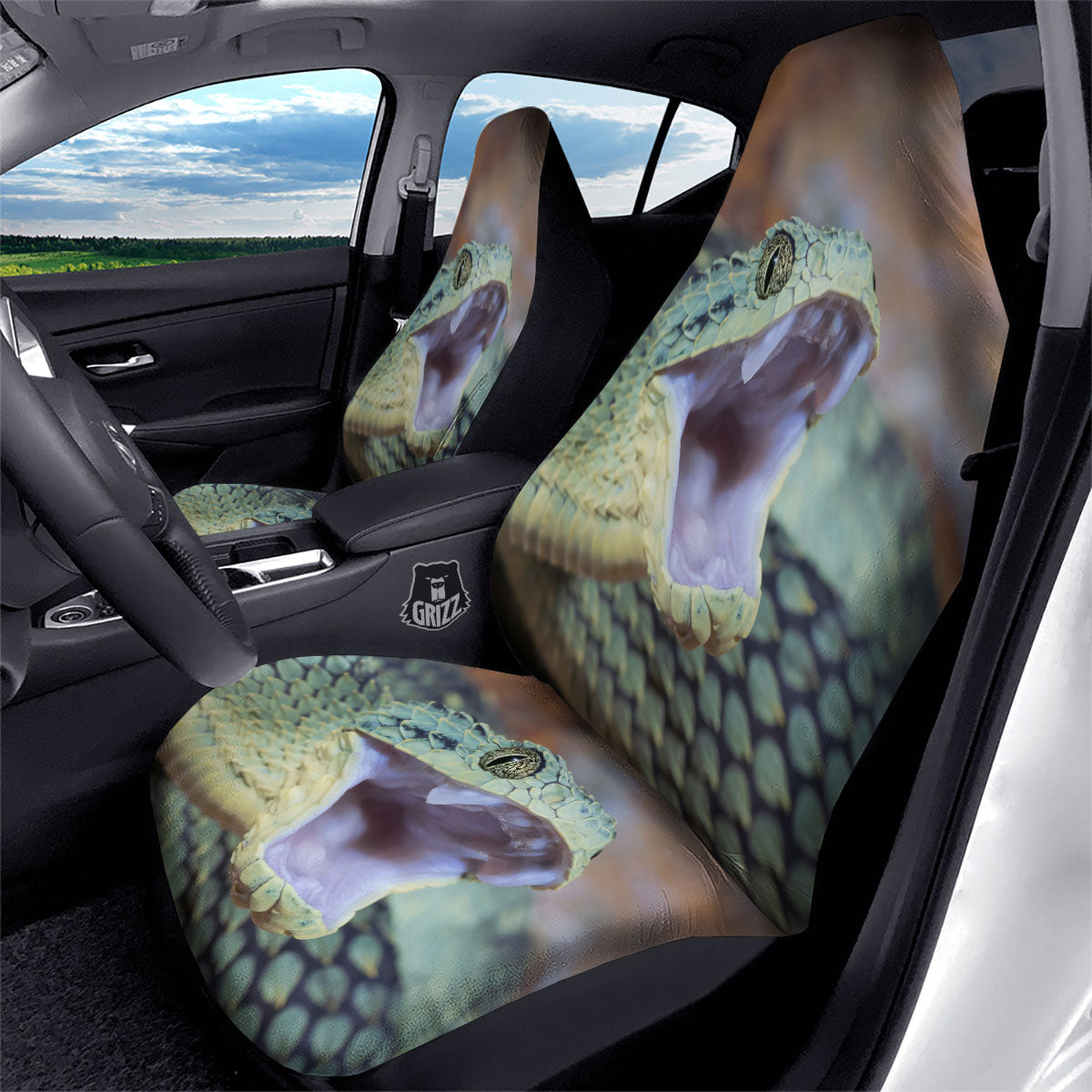 Snake Atheris Nitschei Print Car Seat Covers-grizzshop