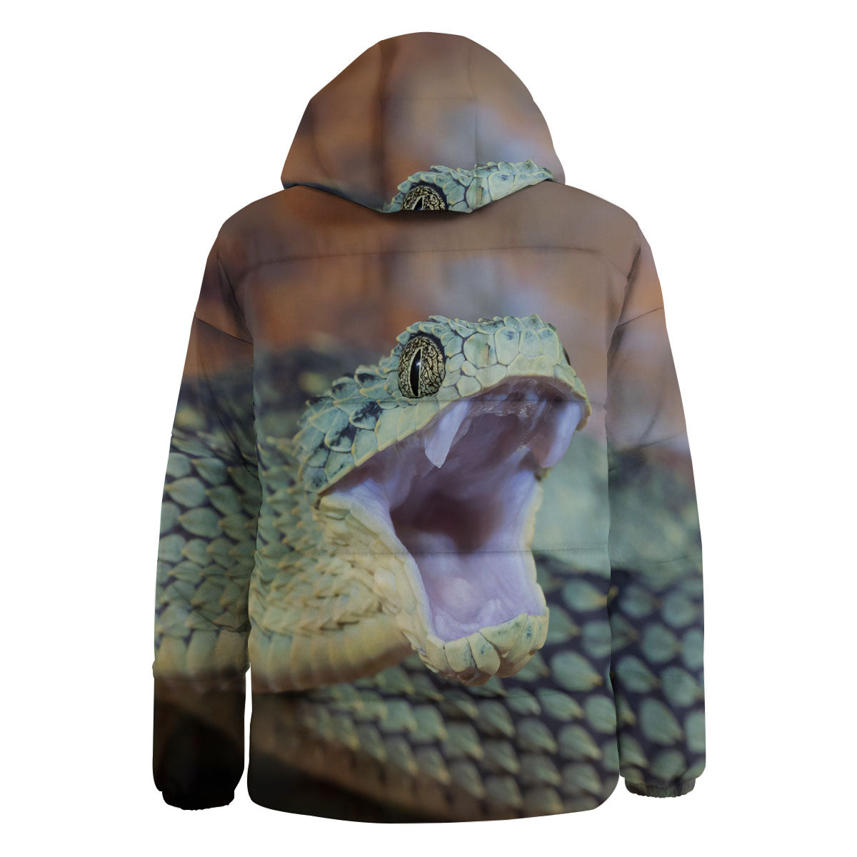 Snake Atheris Nitschei Print Down Jacket-grizzshop