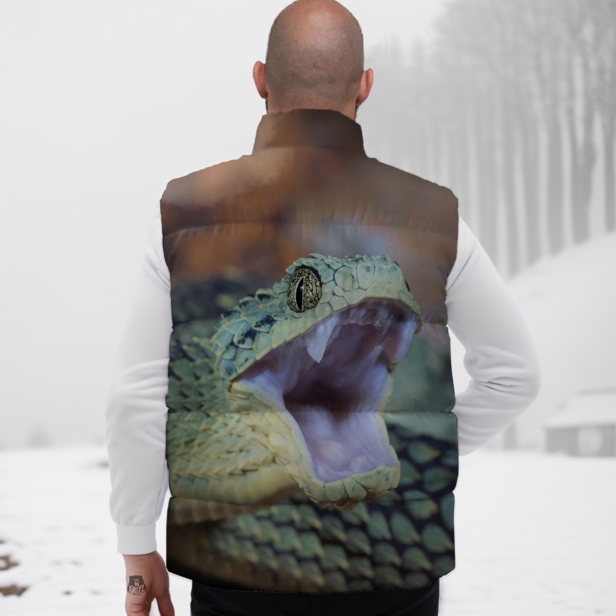 Snake Atheris Nitschei Print Down Vest