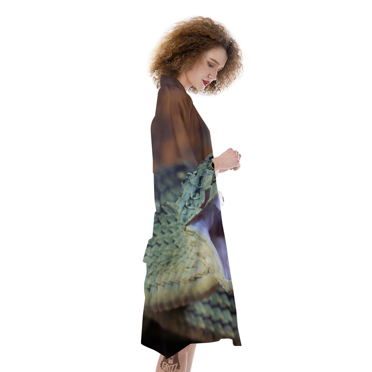 Snake Atheris Nitschei Print Kimono-grizzshop