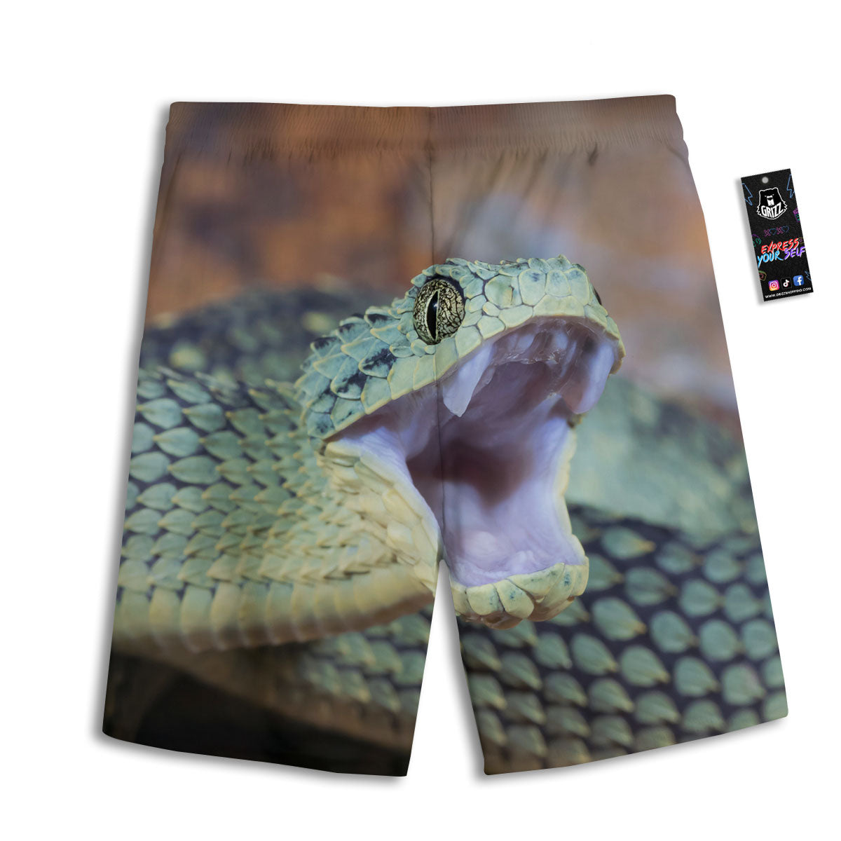 Snake Atheris Nitschei Print Men's Athletic Shorts