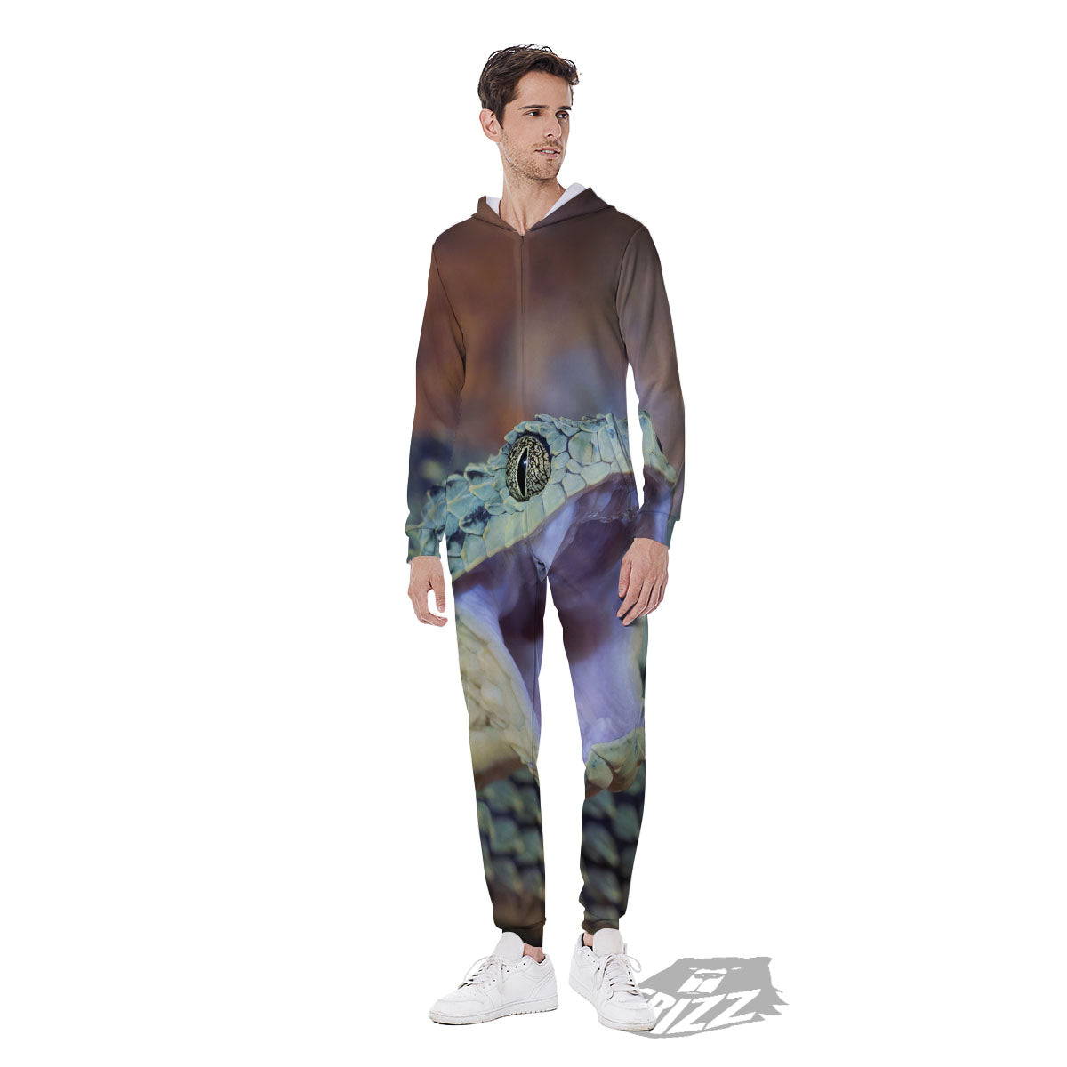 Snake Atheris Nitschei Print Men's Jumpsuit-grizzshop