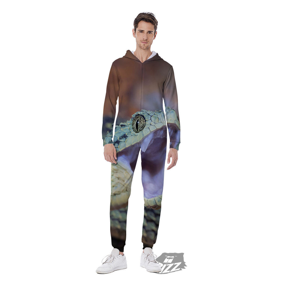 Snake Atheris Nitschei Print Men's Jumpsuit-grizzshop