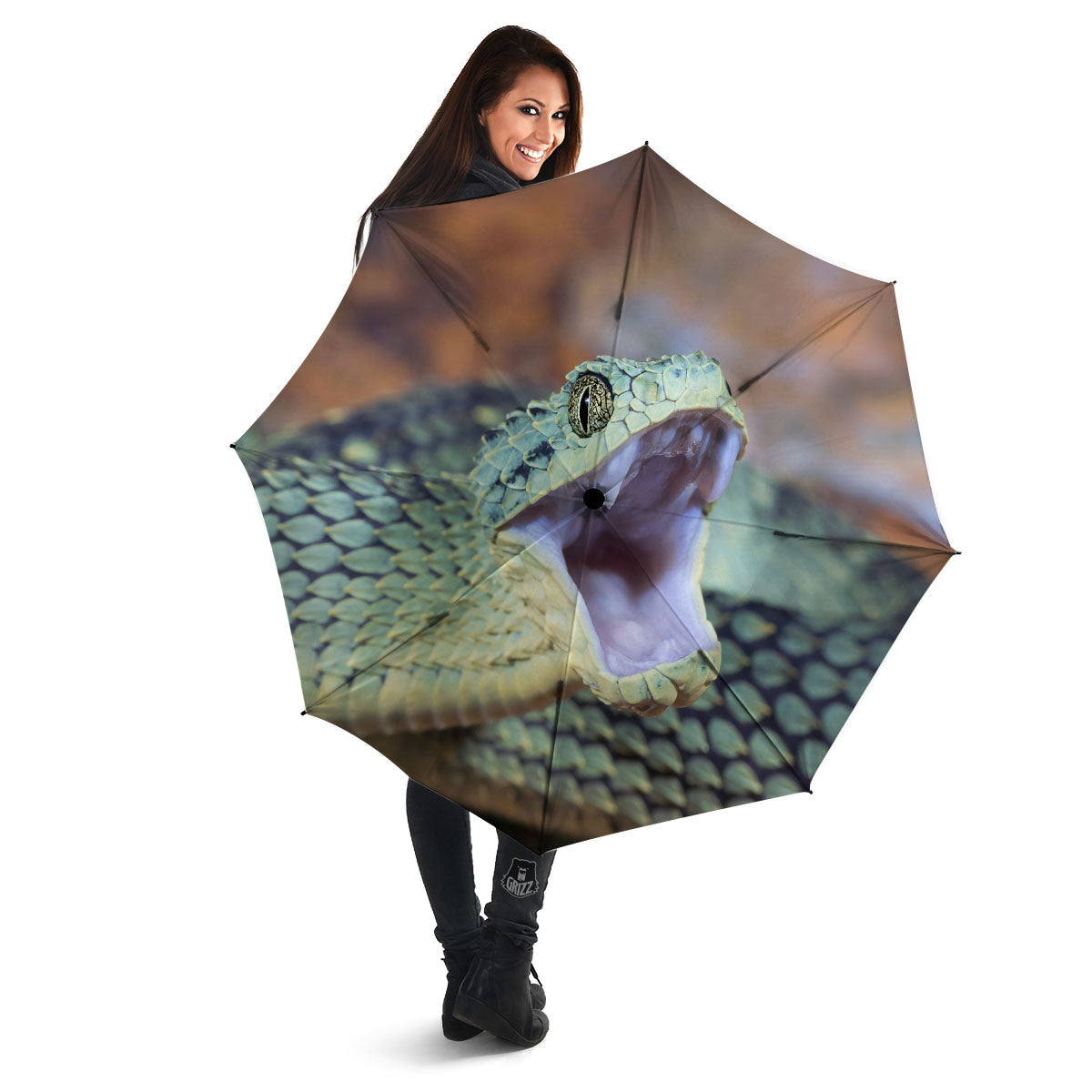 Snake Atheris Nitschei Print Umbrella-grizzshop