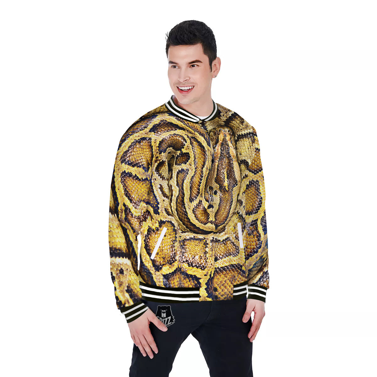 Snake Burmese Python Print Baseball Jacket-grizzshop