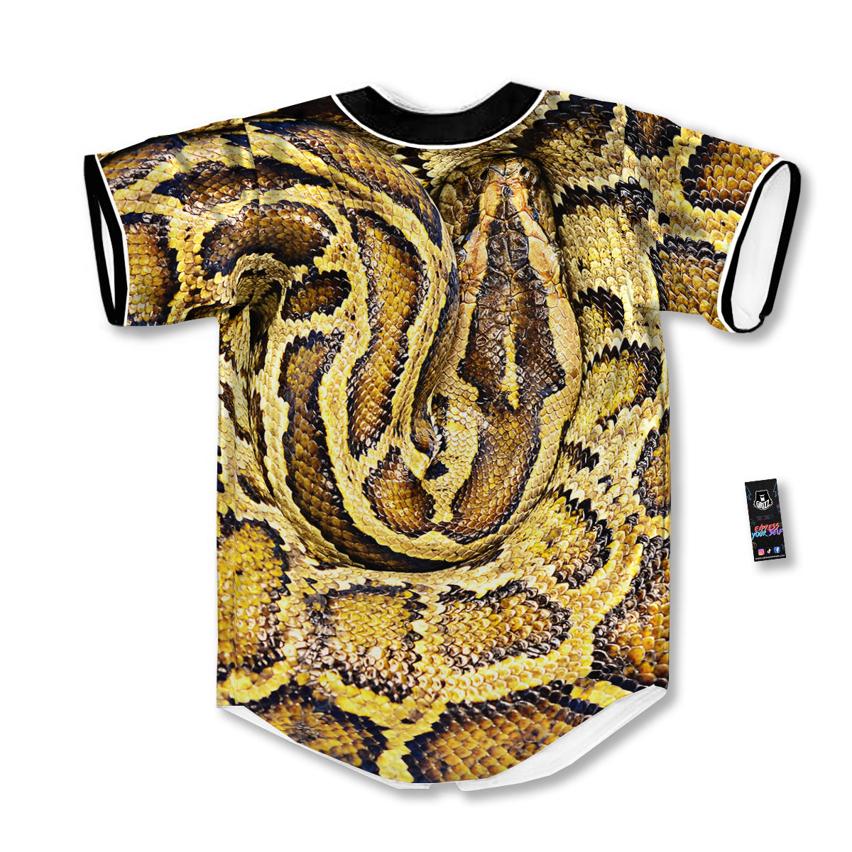 Snake Burmese Python Print Baseball Jersey-grizzshop
