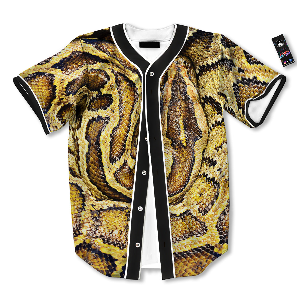 Snake Burmese Python Print Baseball Jersey-grizzshop
