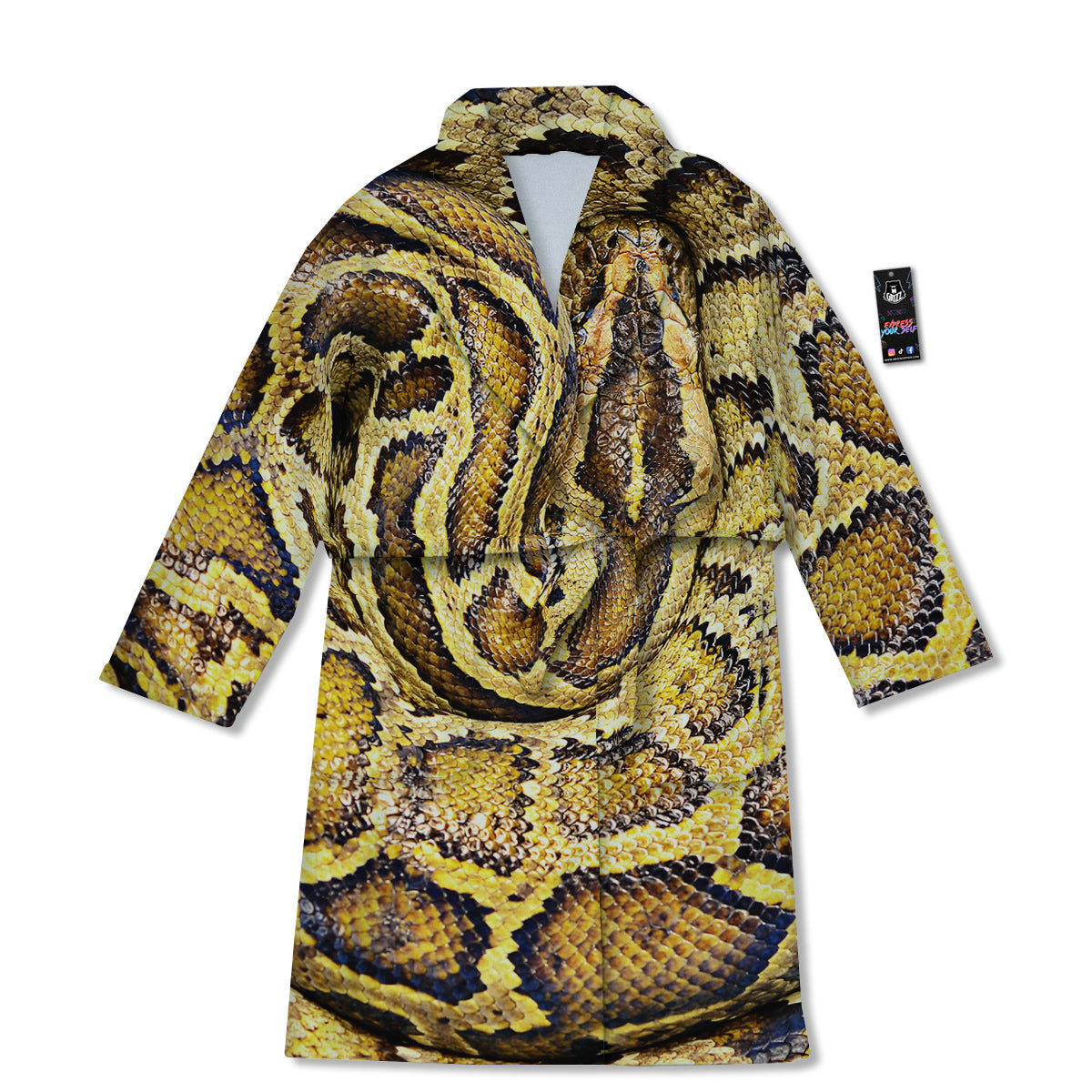 Snake Burmese Python Print Bathrobe-grizzshop