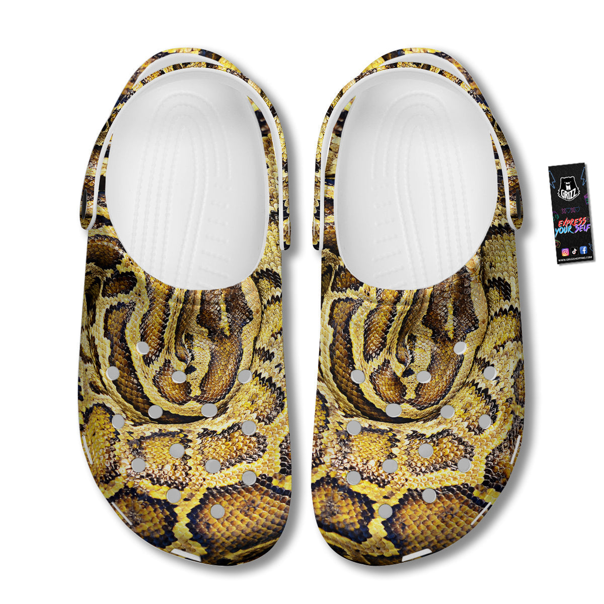 Snake Burmese Python Print Clog-grizzshop