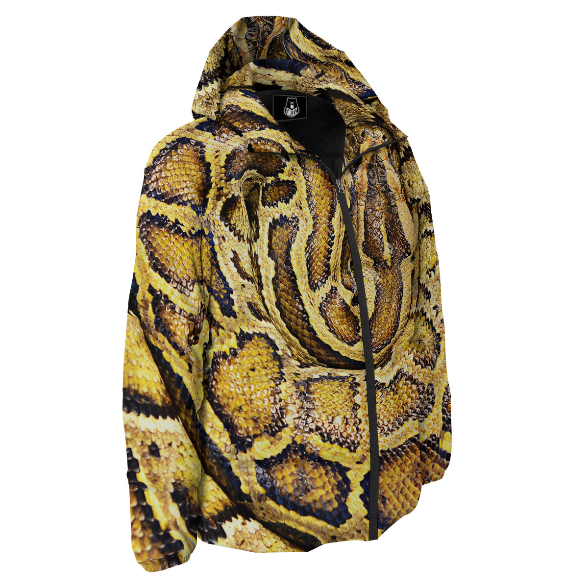 Snake Burmese Python Print Down Jacket-grizzshop
