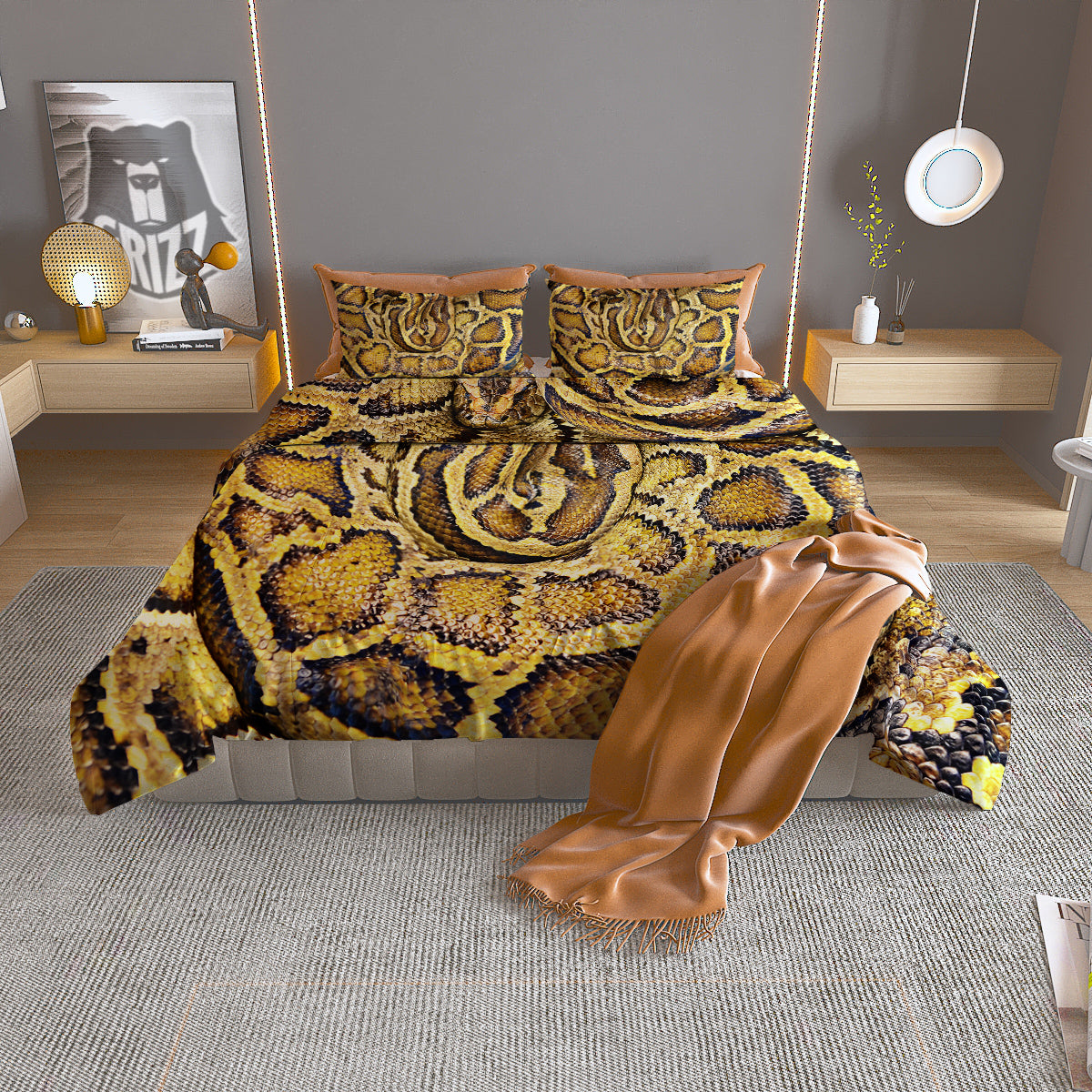 Scorpio Sign Black And Gold Print Duvet Cover Bedding Set