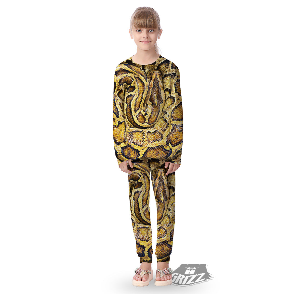 Snake Burmese Python Print Kid's Pajamas-grizzshop