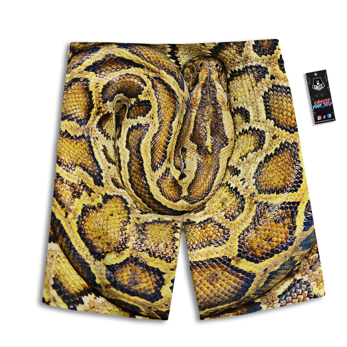 Snake Burmese Python Print Men's Athletic Shorts
