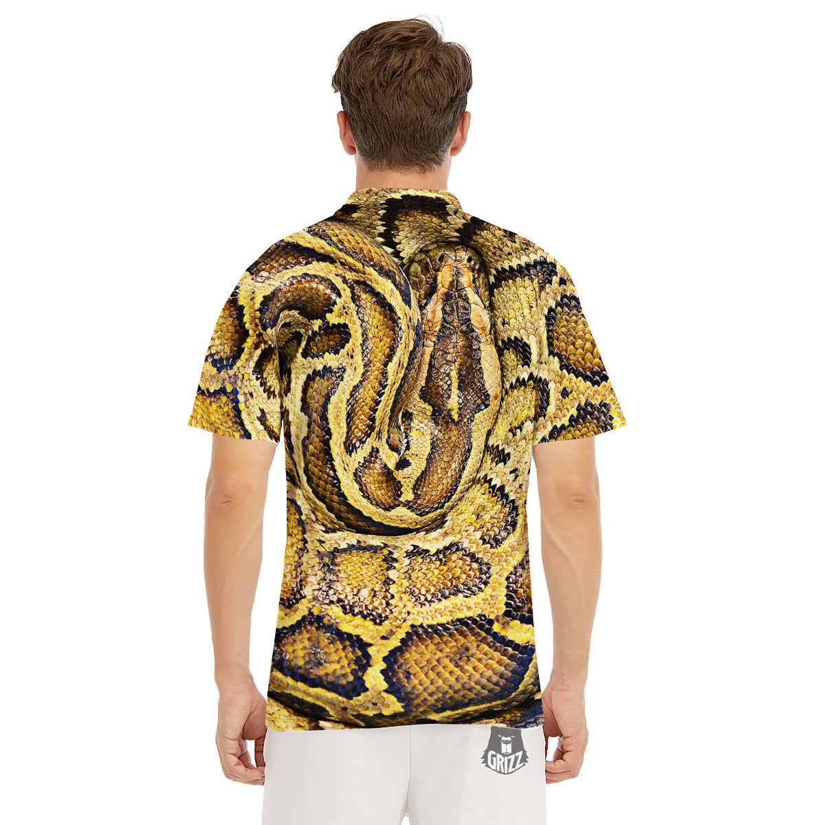 Snake Burmese Python Print Men's Golf Shirts-grizzshop