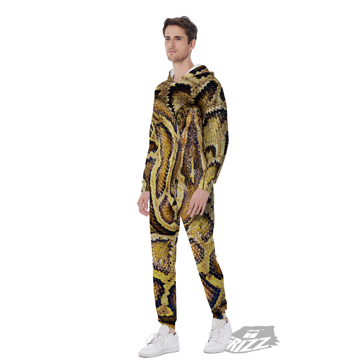 Snake Burmese Python Print Men's Jumpsuit-grizzshop