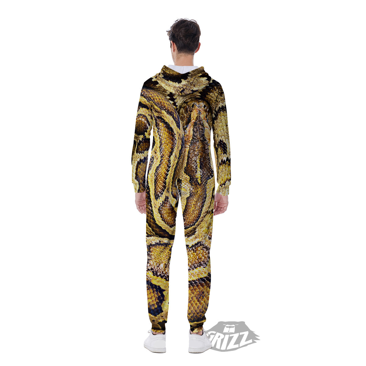 Snake Burmese Python Print Men's Jumpsuit-grizzshop