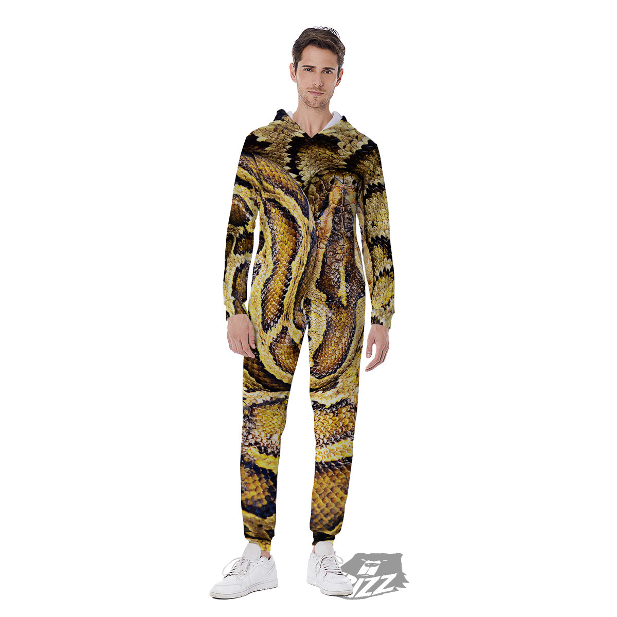 Snake Burmese Python Print Men's Jumpsuit-grizzshop